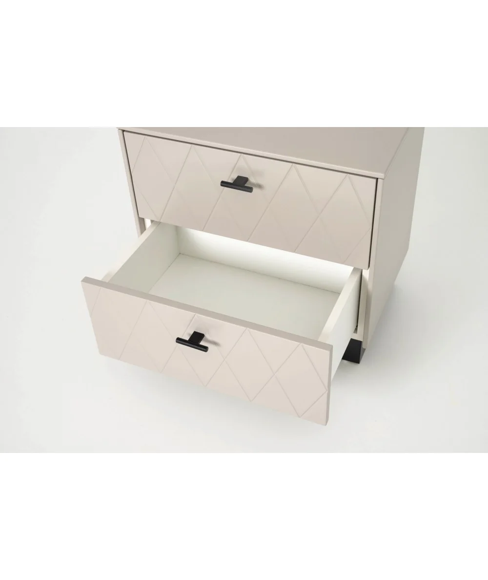 Nightstand Diamond with two drawers lacquered grey-beige 51x34x51cm