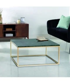 Coffee table Key West Gold green marble top 80 x 80cm & 100 x 100cm
