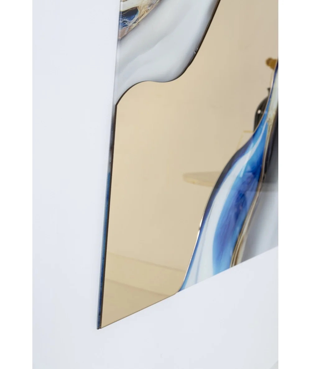 Γυάλινος Πίνακας Blue and Gold marble με καθρέφτη 80 x 120cm