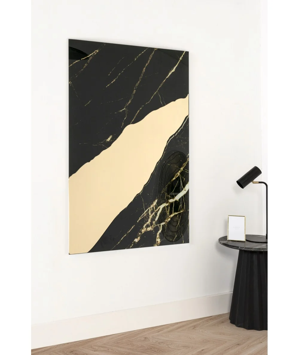 Γυάλινος Πίνακας Black and Gold marble με καθρέφτη 80 x 120cm