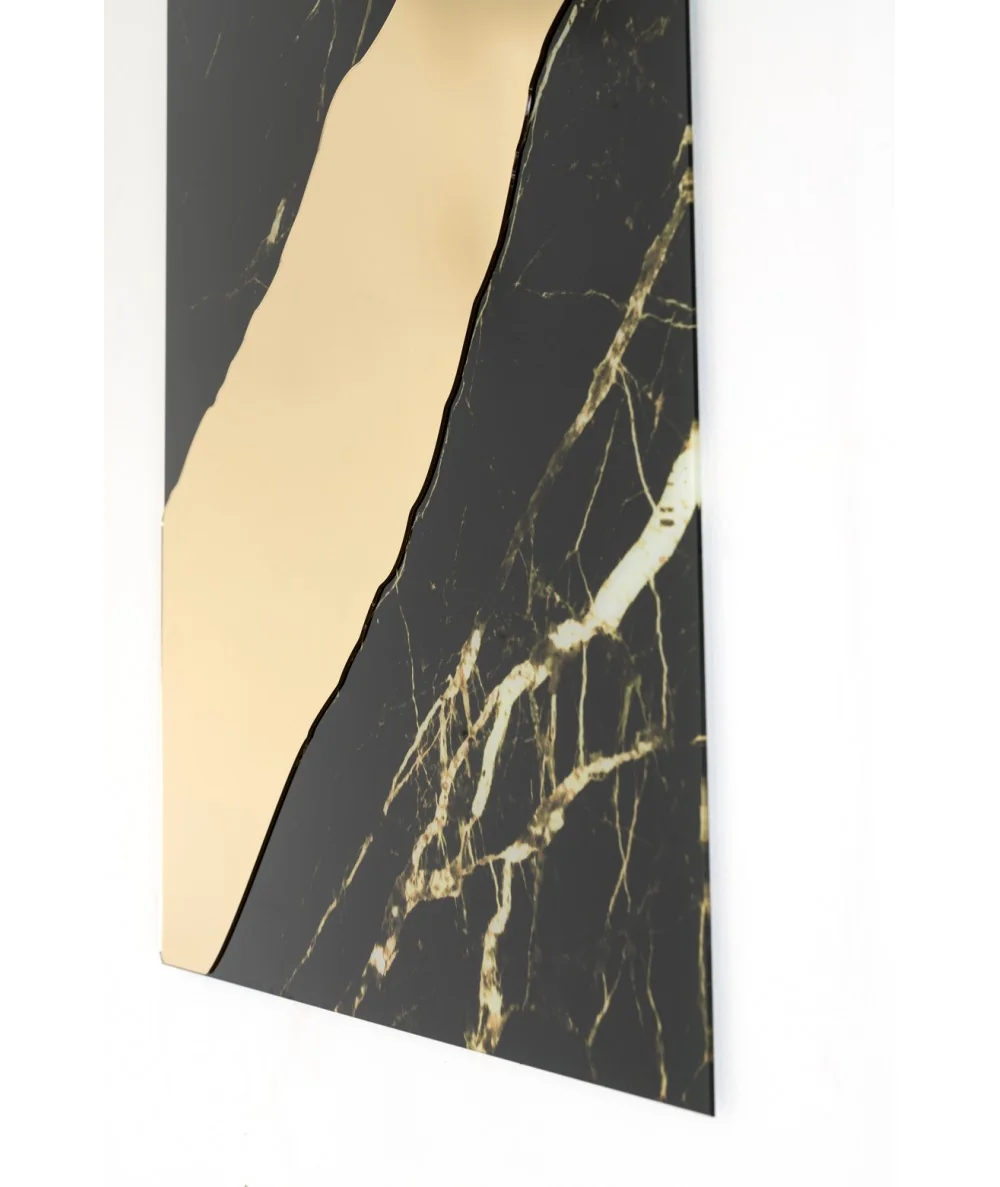 Γυάλινος Πίνακας Black and Gold marble με καθρέφτη 80 x 120cm