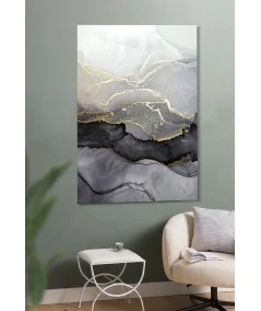 Wall Glass Picture Black marble 100 x 150cm