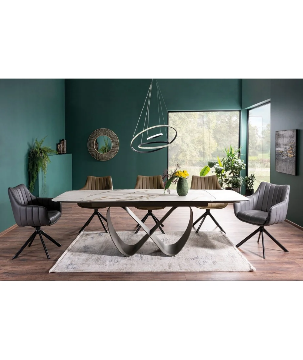 Extendable dining table Infinity ceramic white top 160(200/240)x95cm