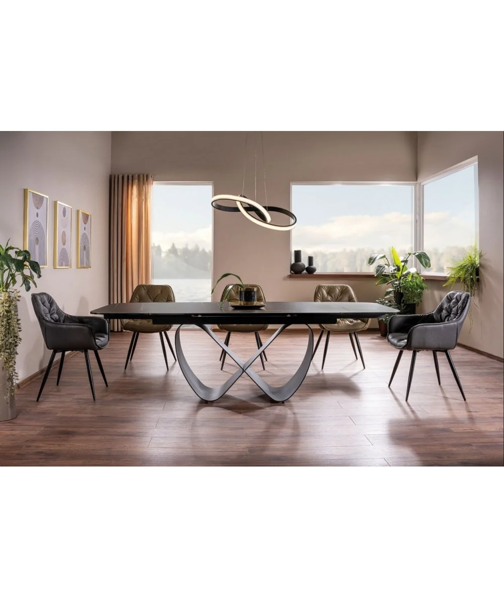 Extendable dining table Infinity ceramic black top 160(200/240)x95cm