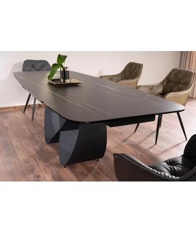 Extendable dining table Infinity ceramic black top 160(200/240)x95cm