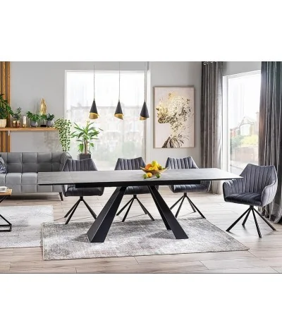 Extendable Dining Table Salvadore ceramic grey top 180(220/260)x90cm