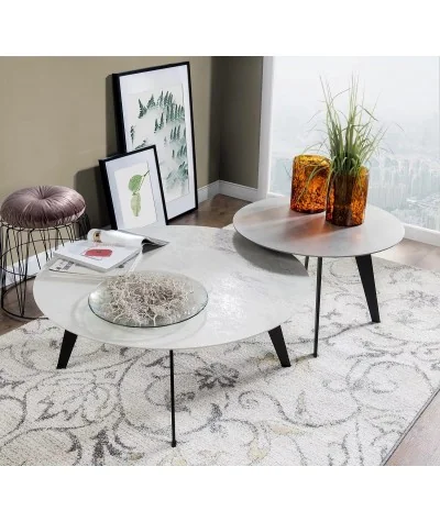 Coffee table Basserto round quartz stone Ø90cm or Ø100cm