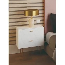 Nightstand Diamond with two drawers lacquered white 51x34x51cm