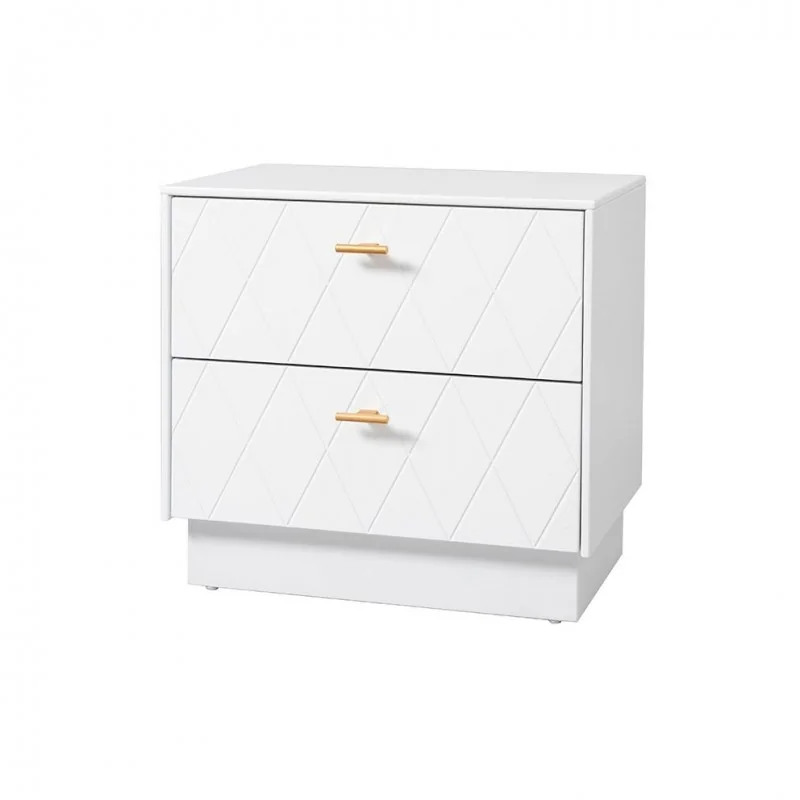 Nightstand Diamond with two drawers lacquered white 51x34x51cm