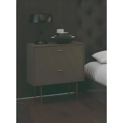 Nightstand Diamond two drawers perled mocca lacquered 51 x 34 x 51cm