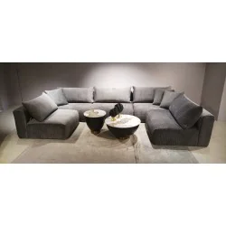 Γωνιακός καναπές Elle Open σε σχήμα Π 220 x 390-430 x 195cm