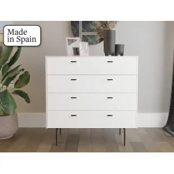 Dresser Diamond lacquered white with four drawers 102 x 42 x 91cm
