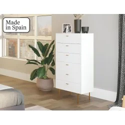 Συρταριέρα Diamond high λάκα λευκή με έξι συρτάρια 62 x 42 x 111cm