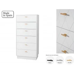 Συρταριέρα Diamond high λάκα λευκή με έξι συρτάρια 62 x 42 x 111cm
