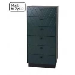 Dresser Diamond high lacquered dark petrol six drawers 62 x 42 x 111cm
