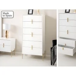 Dresser Milano high lacquered white six drawers 60 x 40 x 137cm