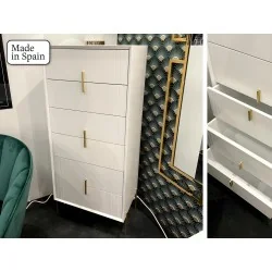 Dresser Milano high lacquered white six drawers 60 x 40 x 137cm