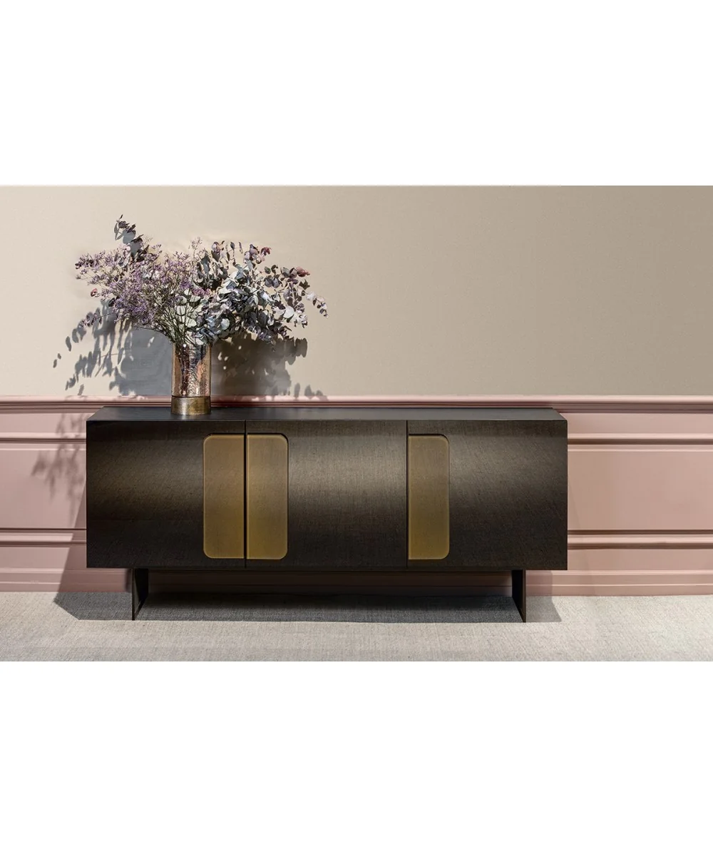 Sideboard Debussy black with golden glass handles 180-240 x 46 x 75cm