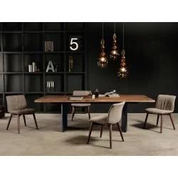 Dining table Manhattan solid walnut wood top 200x100cm & 250x120cm