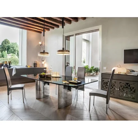 Dining table Manhattan Marquina marble top 200x100cm & 250x120cm
