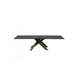 Τραπέζι Style με επιφάνεια μαύρο κρύσταλλο 200x100cm & 250-300 x 120cm