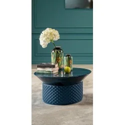 Coffee table Palmbeach set 2 pieces white pearl-mustard-blue 115x70cm