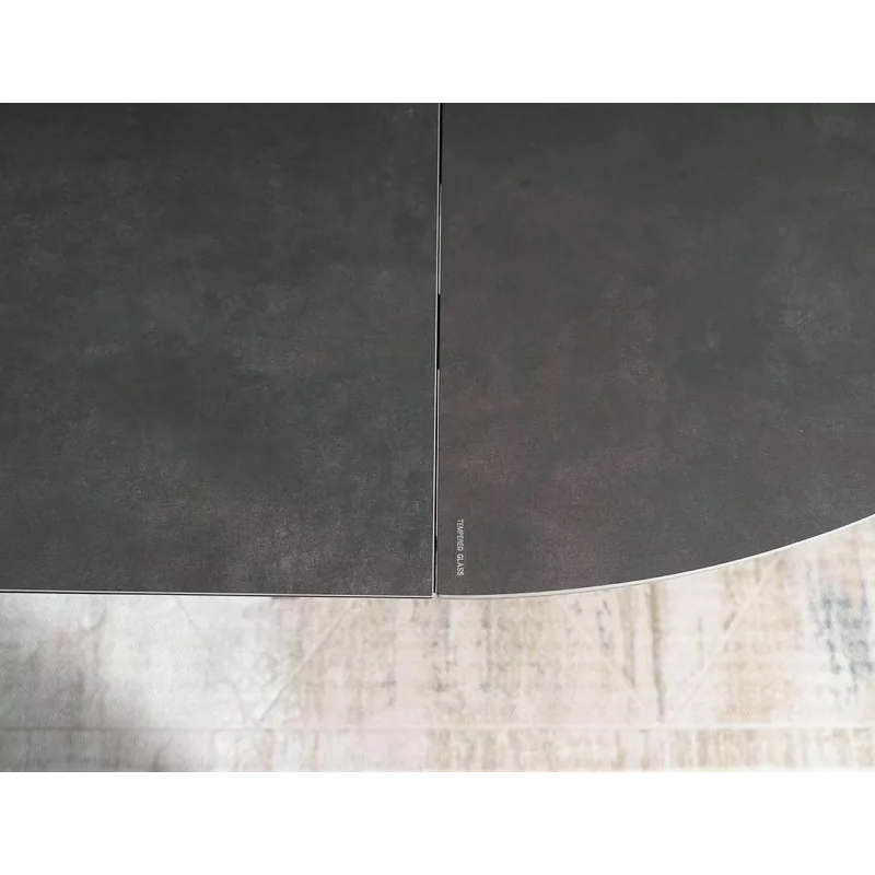Extendable Round Dining Table Porto ceramic grey top ⌀120(160)x120cm