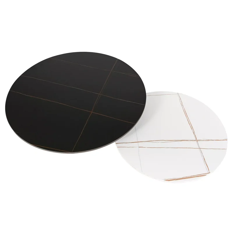 Coffee table Ferrante black & white ceramic set/2 pieces 80-140 x 80cm