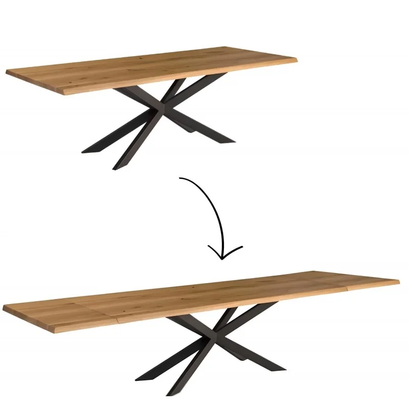 Dining table Lexus solid oak-walnut barel shape 180cm up to 300cm long