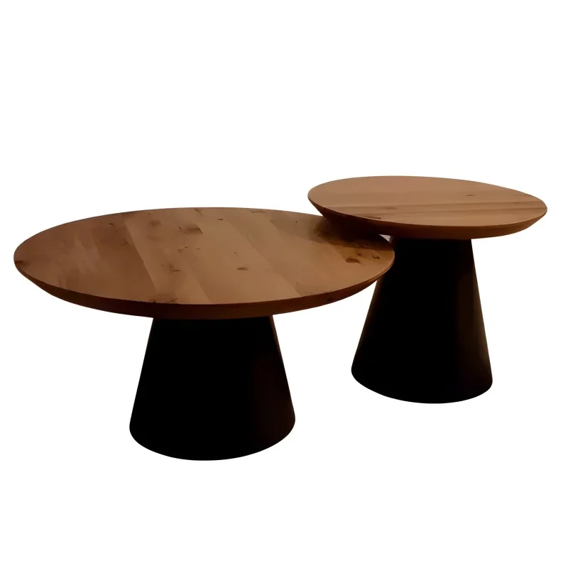 Coffee table More round solid oak-walnut wood Ø90cm or Ø100cm