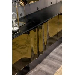 Sideboard Anemos of laquered wood and bronze mirror 180 x 45 x 75cm