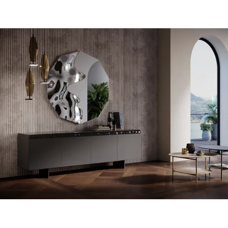 Sideboard Magma bronze laquered & hammered glass top 180 - 240x45x80cm