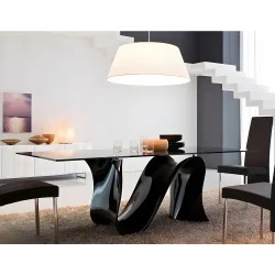Dining table Wave Black fumed crystal top 180x90 200x100 250x120cm
