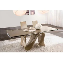 Dining table Wave Bronse crystal top 180x90 200x100 250x120cm