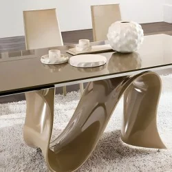 Dining table Wave Bronse crystal top 180x90 200x100 250x120cm