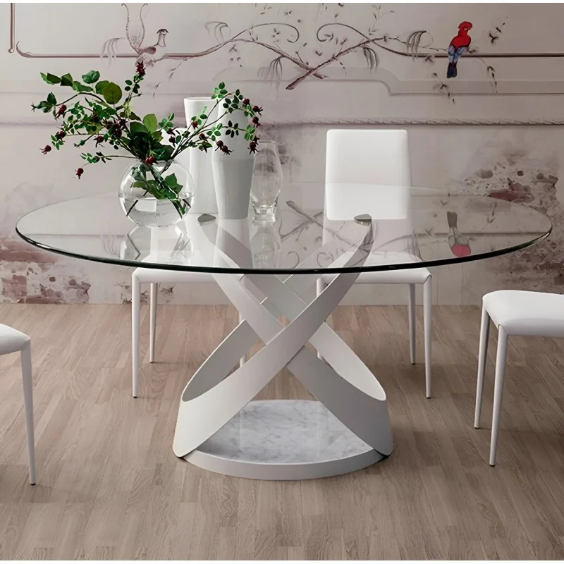 Round Dining Table Capri White with crystal top ⌀140cm ⌀160cm ⌀180cm