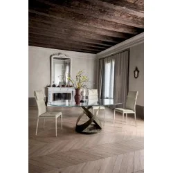 Oval Dining Table Capri Stone Bronze with crystal top 220 x 120cm