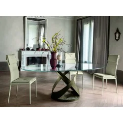 Oval Dining Table Capri Stone Bronze with crystal top 220 x 120cm