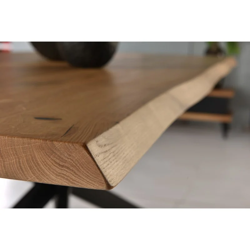 Dining table Lince solid oak-walnut barel shape 200cm up to 300cm long