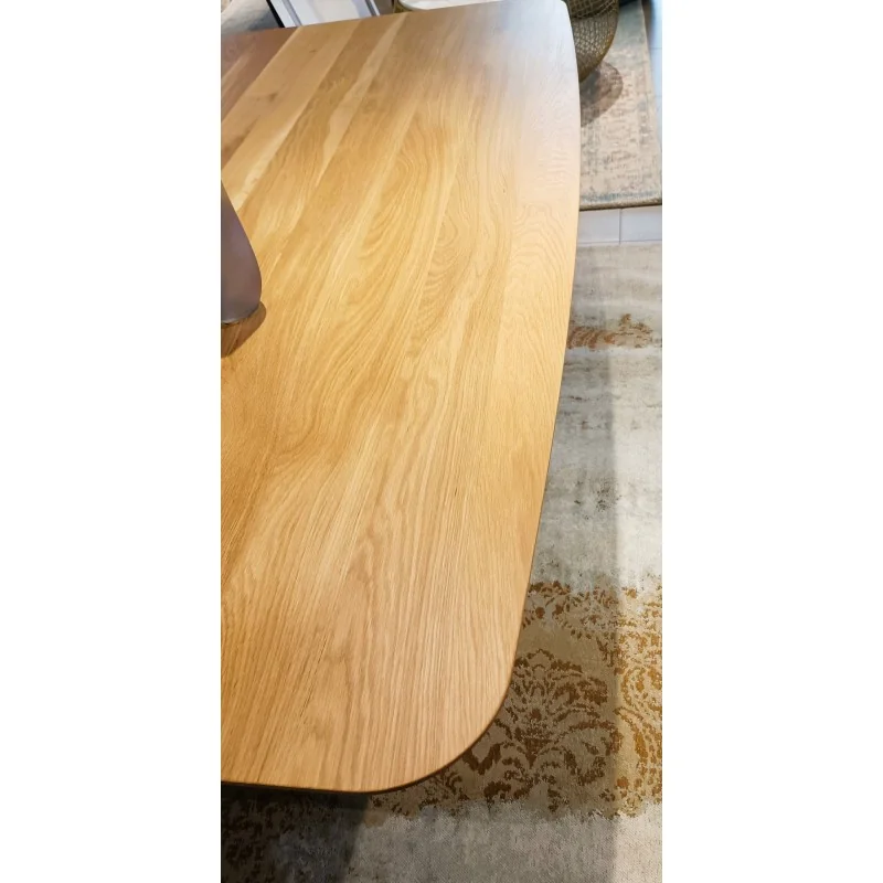 Dining table Lince solid oak-walnut barel shape 200cm up to 300cm long