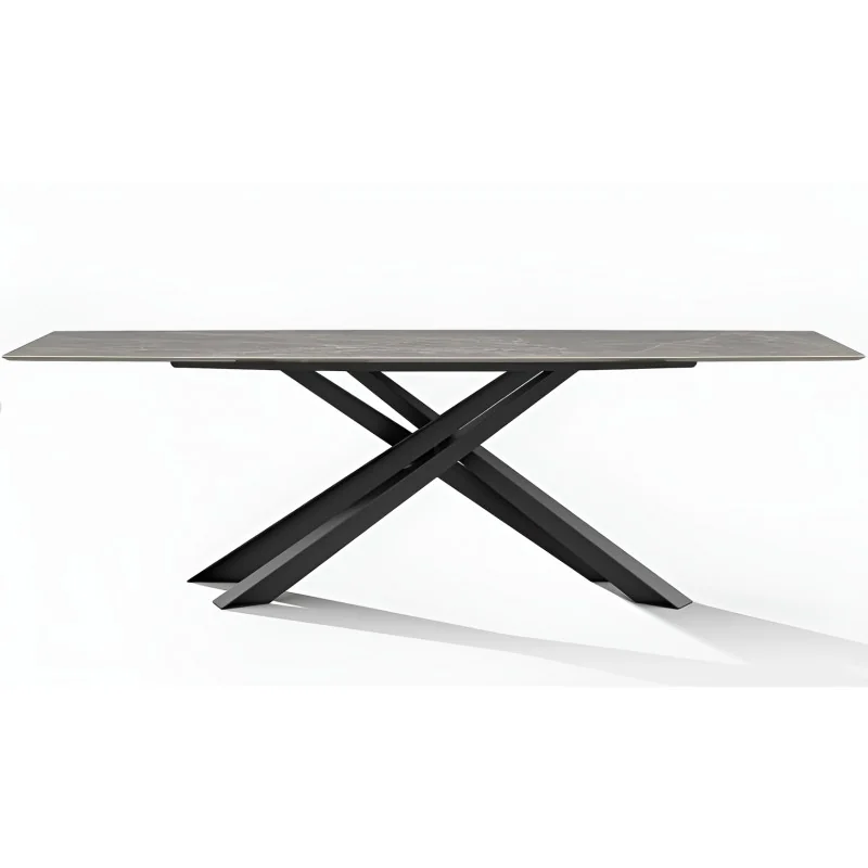 Dining table Lince solid oak-walnut barel shape 200cm up to 300cm long
