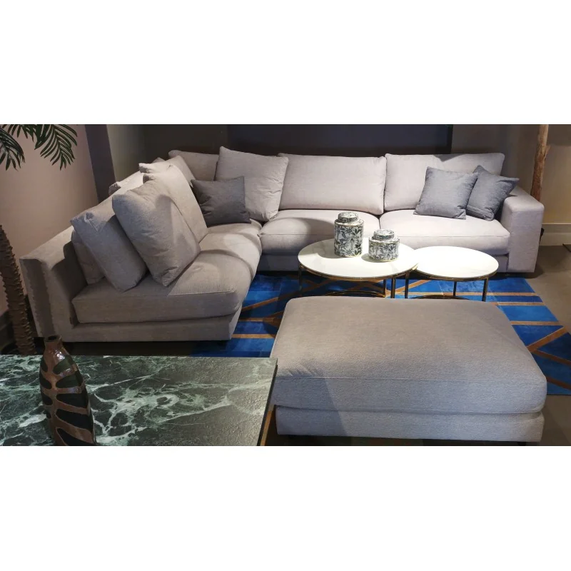 Corner sofa modular Poetic one arm&pouf goose down 345-385x305-325cm