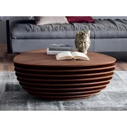 Coffee table Rea peble shape of walnut or dark oak wood 100 x 88cm