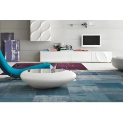 Coffee table Kos White peble shape with storage 112 x 95cm