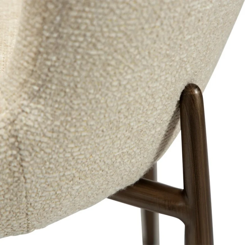 Chair Glam Brass Frame by Sanne Protin with boucle fabric 50x61x81cm