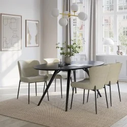 Chair Glam Black Frame by Sanne Protin with boucle fabric 50x61x81cm