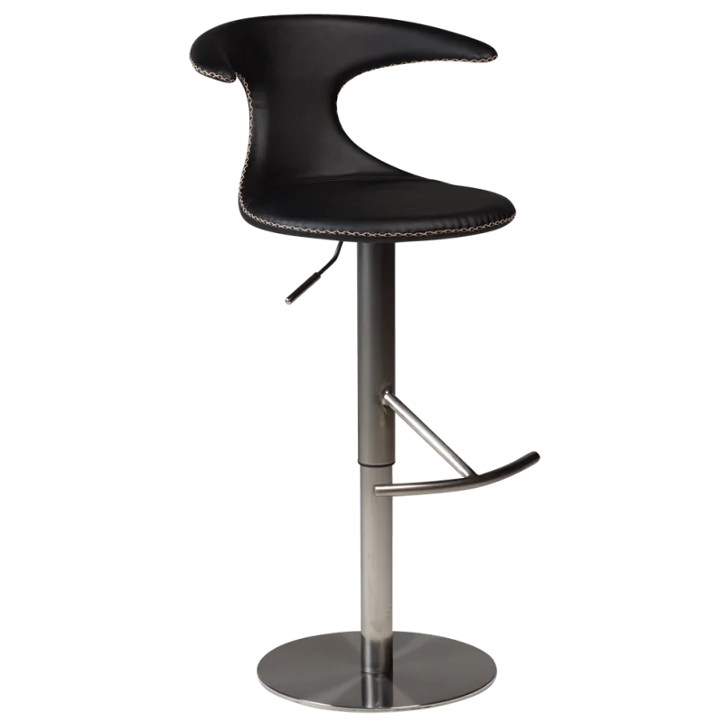 Bar stool Flair swivel with adjustable height black genuine leather