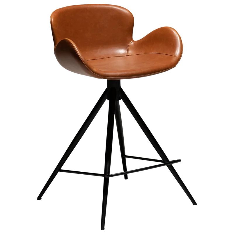 Bar stool Gaia by Finn Nielsen of brown faux leather seat height 65cm
