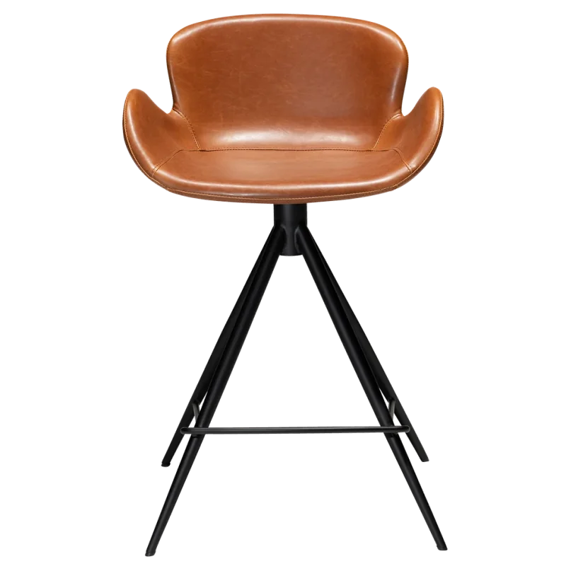Bar stool Gaia by Finn Nielsen of brown faux leather seat height 65cm