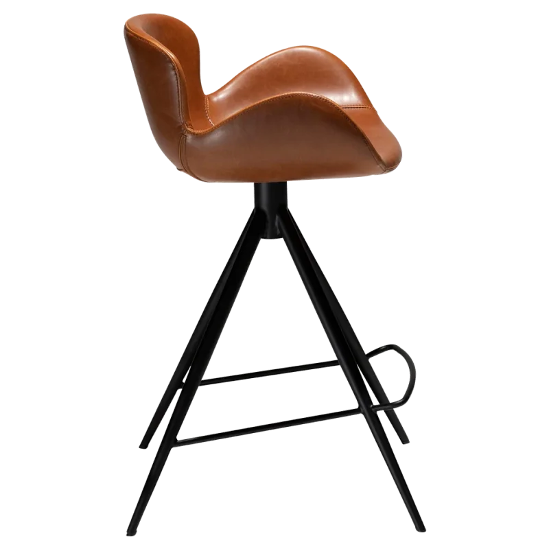 Bar stool Gaia by Finn Nielsen of brown faux leather seat height 65cm